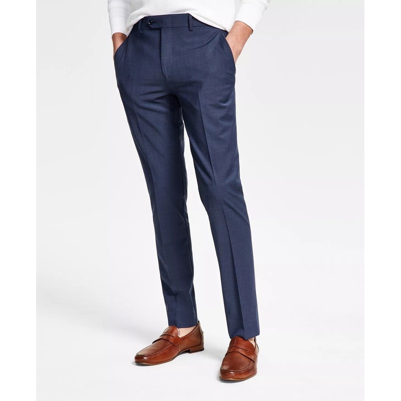 Bar Iii Men's Slim-Fit Solid Suit Dress Pants Blue 40 x 32 Flat Front Pant
