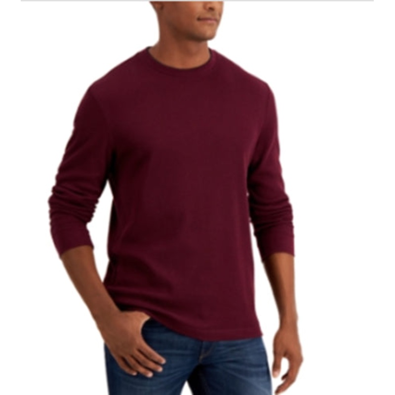 Club Room Men's Thermal Crewneck Shirt Red Plum Small