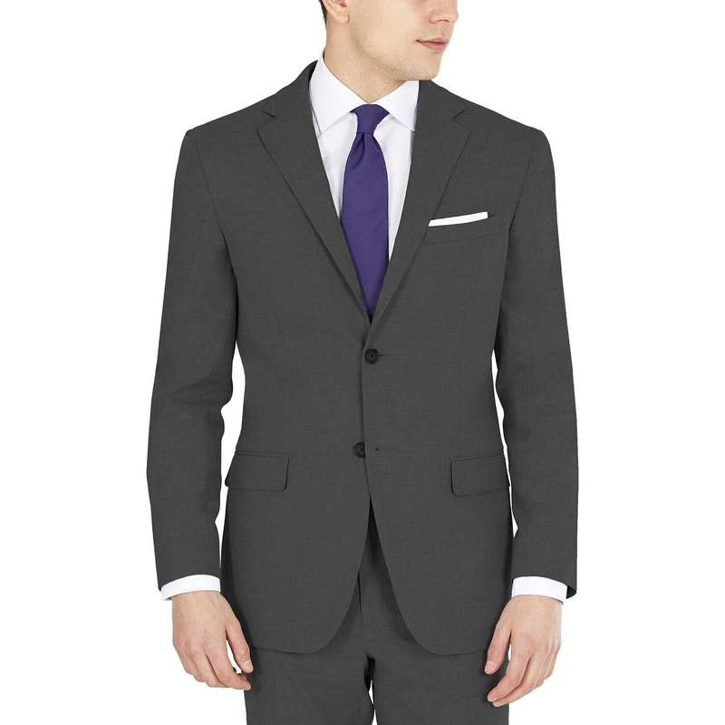 DKNY Men's Modern-Fit Stretch Suit Jacket 41R Solid Charcoal Grey