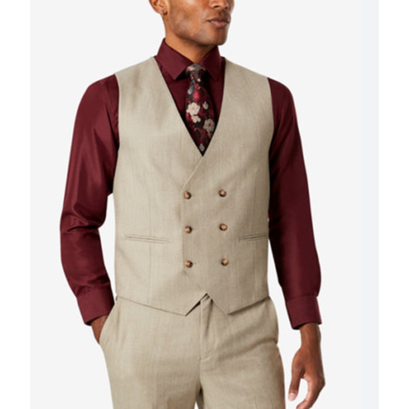 Tayion Collection Men's Classic-Fit Suit Vest Camel Small