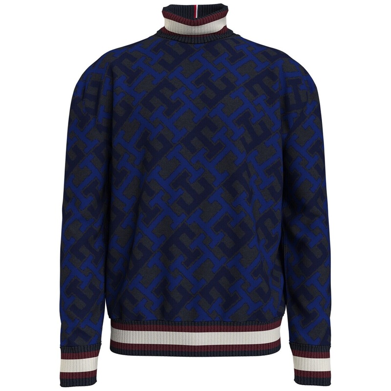Tommy Hilfiger Men's Monogram Roll Neck Sweater Desert Sky XXL