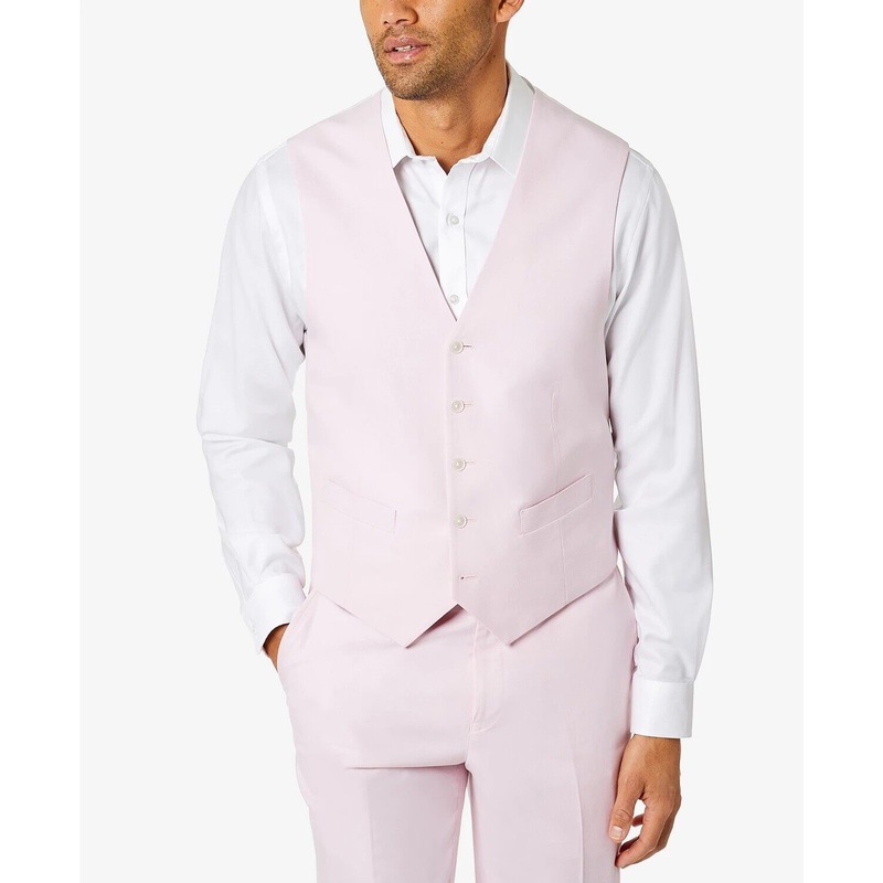 Tommy Hilfiger Modern-Fit TH Flex Chambray Suit Separate Vest XL Light Pink