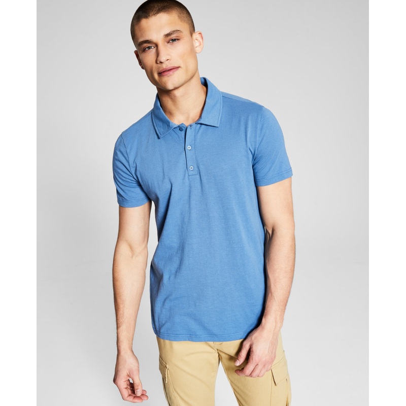 And Now This Men's Knit Short Sleeve Polo Shirt Copen Blue Small