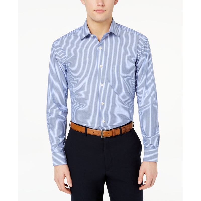 Club Room Men's Regular Fit Cotton Button Down Dress Shirt Blue 15.5 34 35