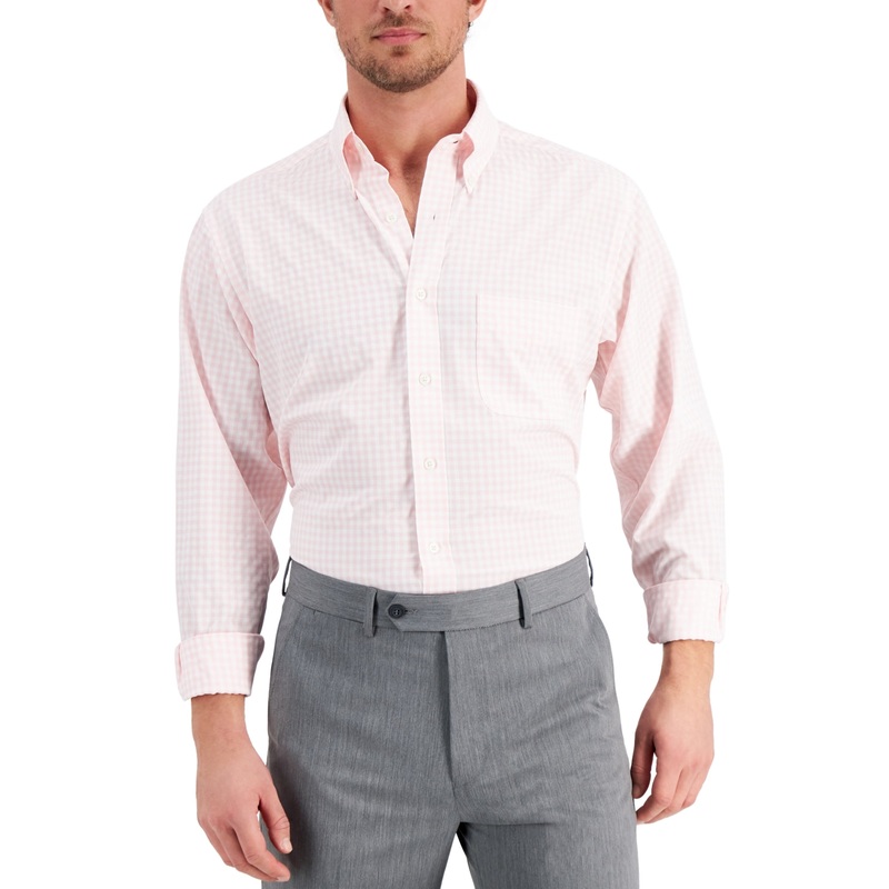 Club Room Men's Regular Fit Traveler Button Down Dress Shirt Pink 16.5 34 35