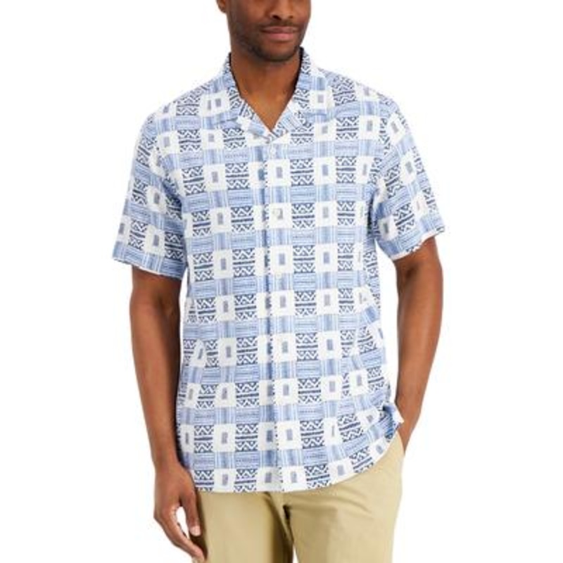Club Room Men's Tribal Etch Button Down Shirt Bright White 2XL