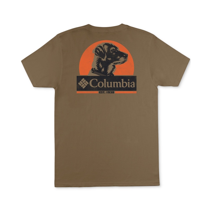 Columbia Men's Dog Graphic Logo Short Sleeve T Shirt Brown Medium