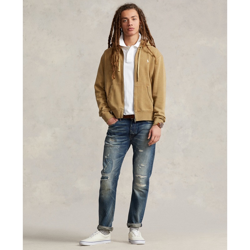 Polo Ralph Lauren Mens Cotton Loopback Full-Zip Hoodie Sweatshirt Small Tan