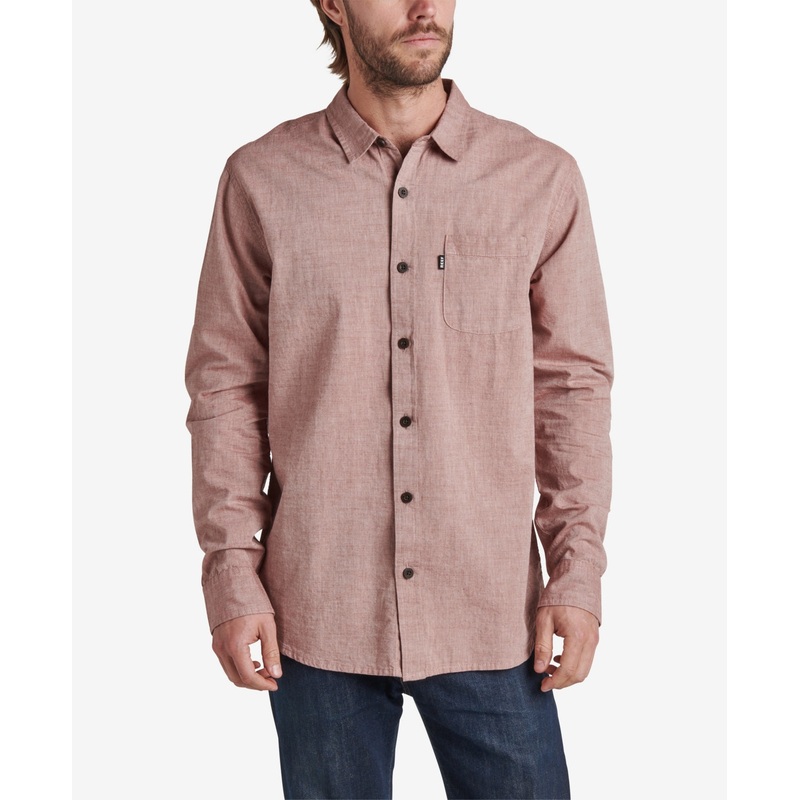 Reef Men's Stuart Long Sleeve Button Down Shirt Mahogany XL