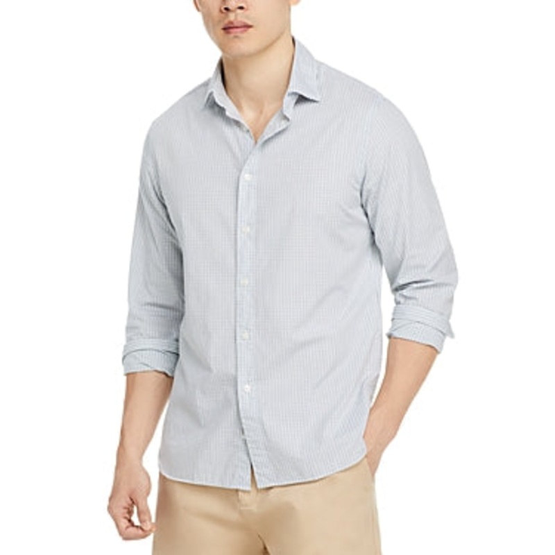 The Men's Store  Button Down Slim Fit Shirt Blue White Small