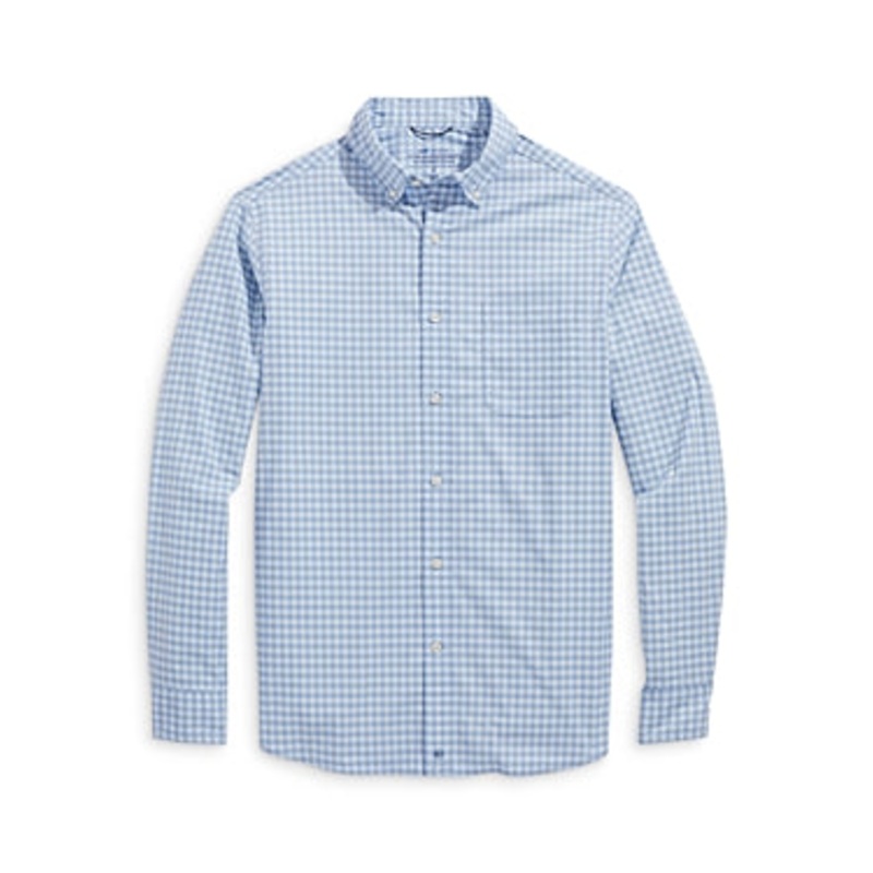 Vineyard Vines Mens Performance Button Down Long Sleeve Shirt Blue Medium