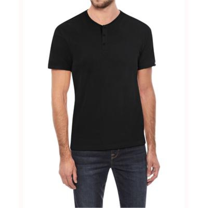 X RAY Men's Short Sleeve  Henley T Shirt Black XL