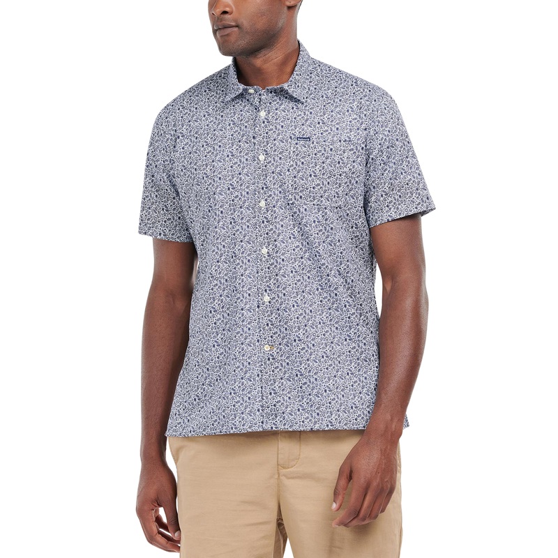 Barbour Men's Nelson Summer Short Sleeve Button Down Shirt Blue Large