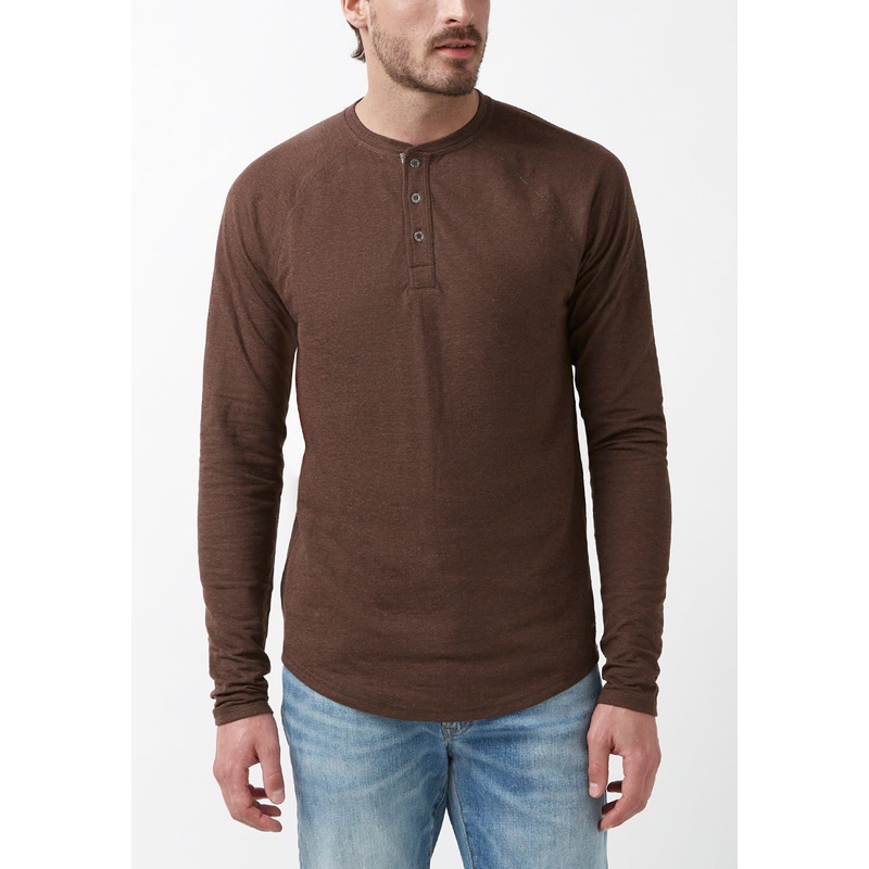 Buffalo David Bitton Men's Kariver Long Sleeve T Shirt Chocolate Small