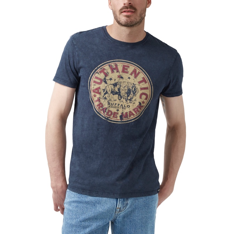 Buffalo David Bitton Men's Togass Short Sleeve T Shirt Whale Blue 2XL