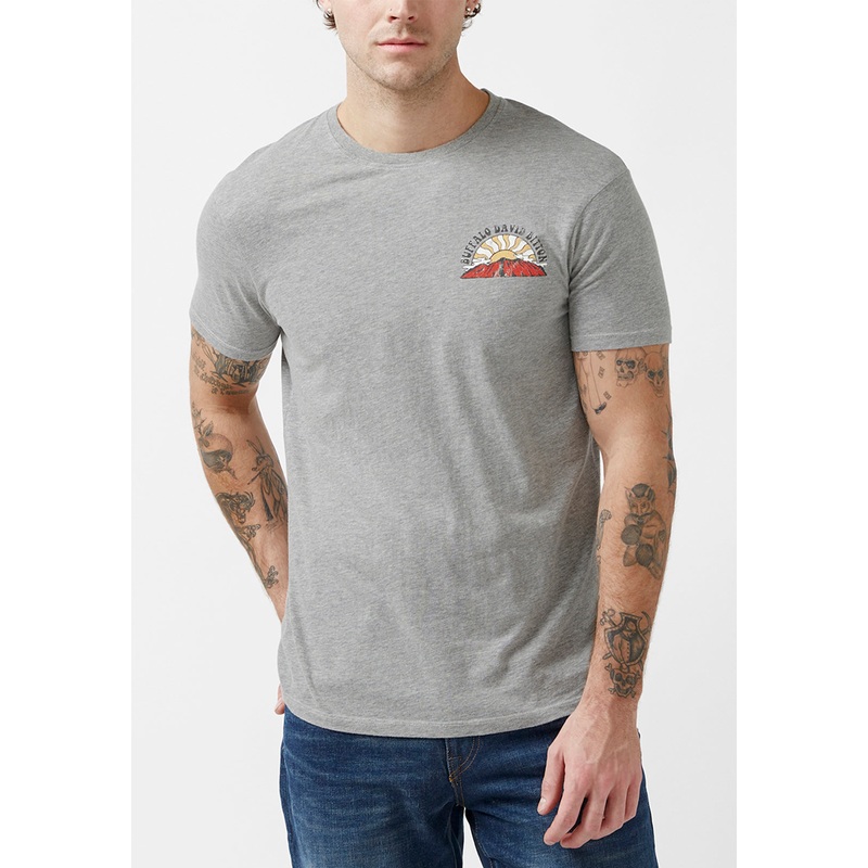 Buffalo David Bitton Mens Short Sleeve Logo T Shirt Grey Small