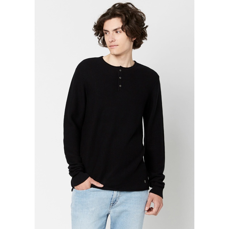 Buffalo David Bitton Mens Wamill Long Sleeve Henley T Shirt Black 2XL