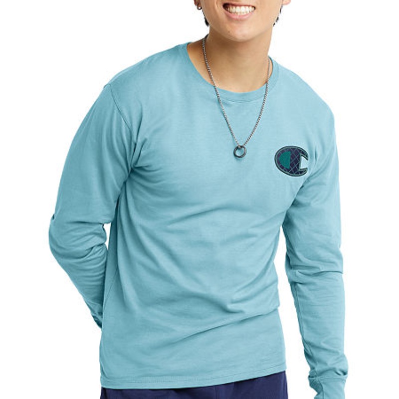 Champion Mens Classic Graphic Long Sleeve T Shirt Blue 2XL