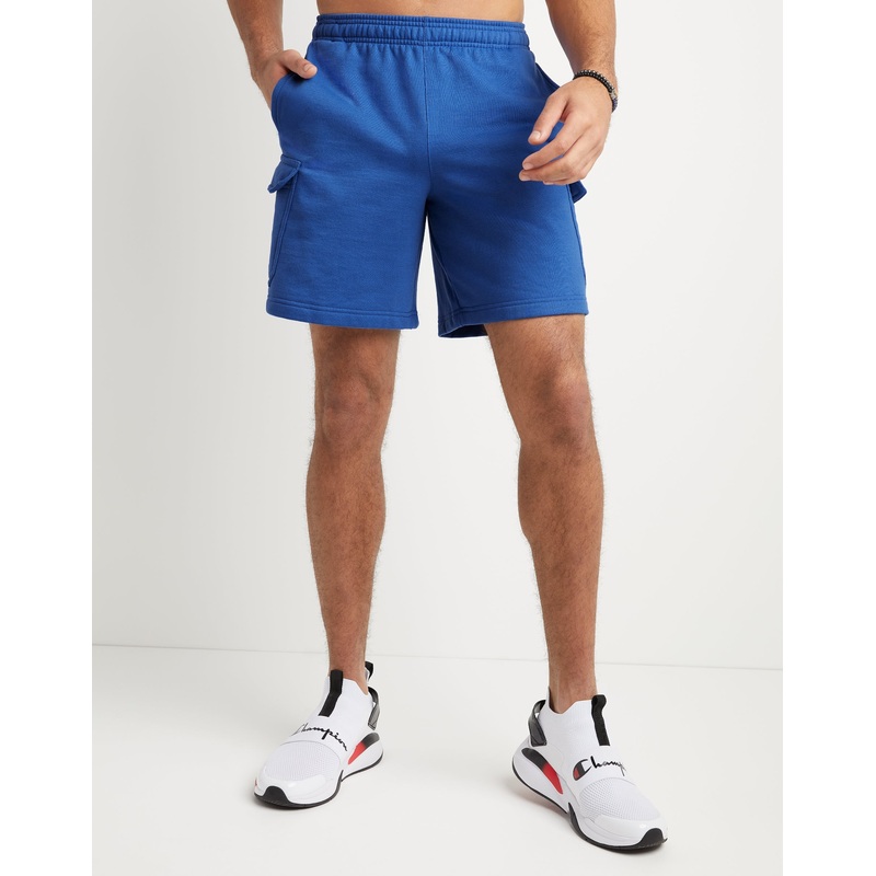 Champion Mens Mid Rise Workout Shorts Blue Large