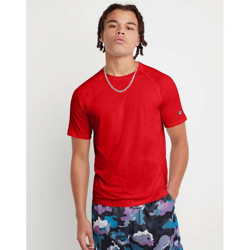 Champion Mens MVP Mesh C Patch Short Sleeve T Shirt Scarlet Red Large