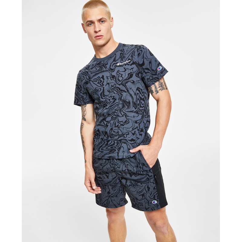 Champion Mens Stealth Liquid Marble Short Sleeve T Shirt Black Medium