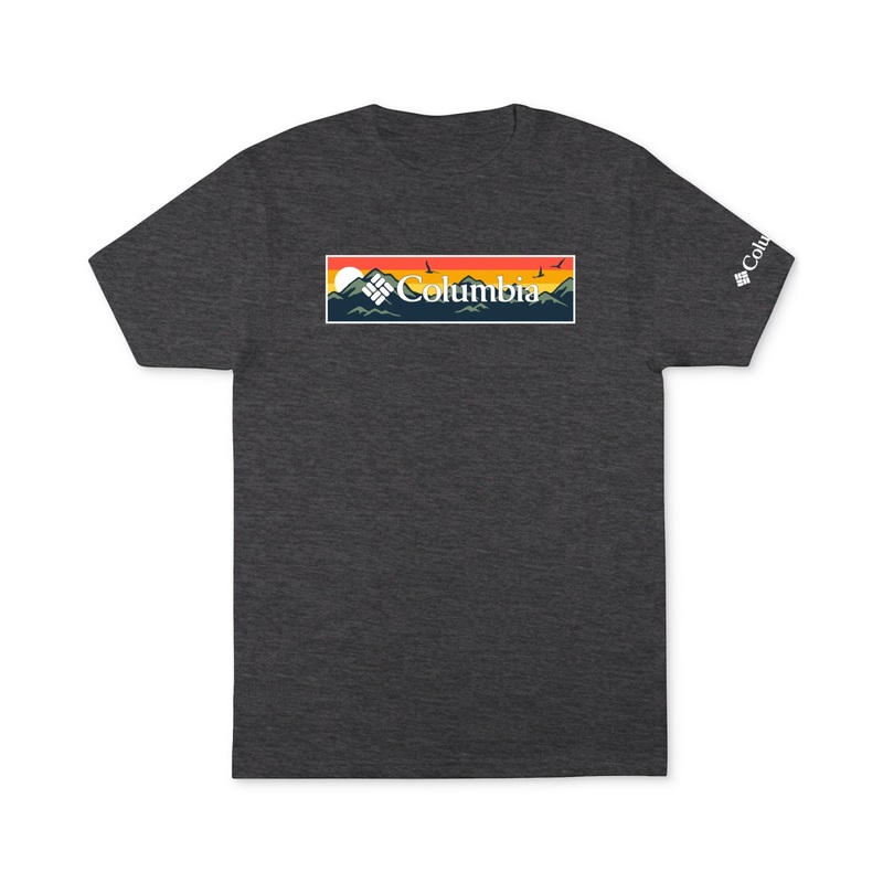 Columbia Men's Sunset Fill Logo Graphic Short Sleeve T Shirt Charcoal 2XL