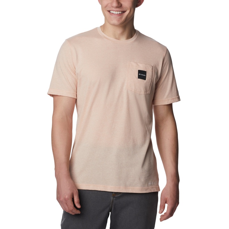 Columbia Men's Thistletown Hills Short-Sleeve Pocket T Shirt Small Peach Blossom