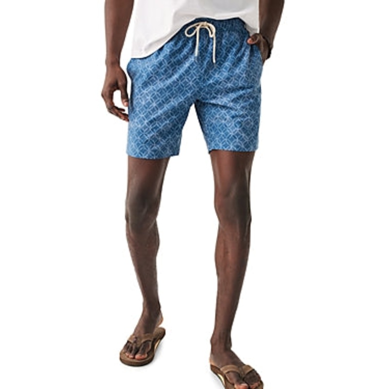 Faherty Mens Beacon Swim Trunks 7 Moonlight Batik Blue Large