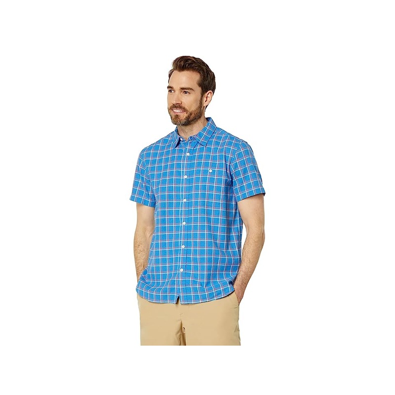 The North Face Men's Loghill Short Sleeve Button Down Shirt Blue Check Small