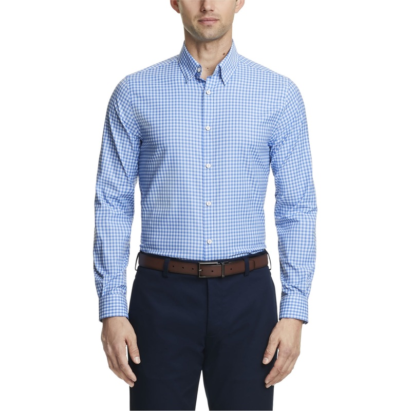 Tommy Hilfiger Men's No-Tuck Slim Fit Stretch Dress Shirt XXL Blue Lagoon