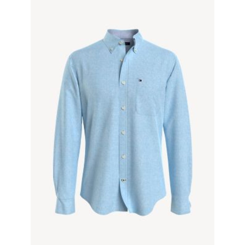 Tommy Hilfiger Men's Porter Cotton Linen Button Shirt Large Light Blue