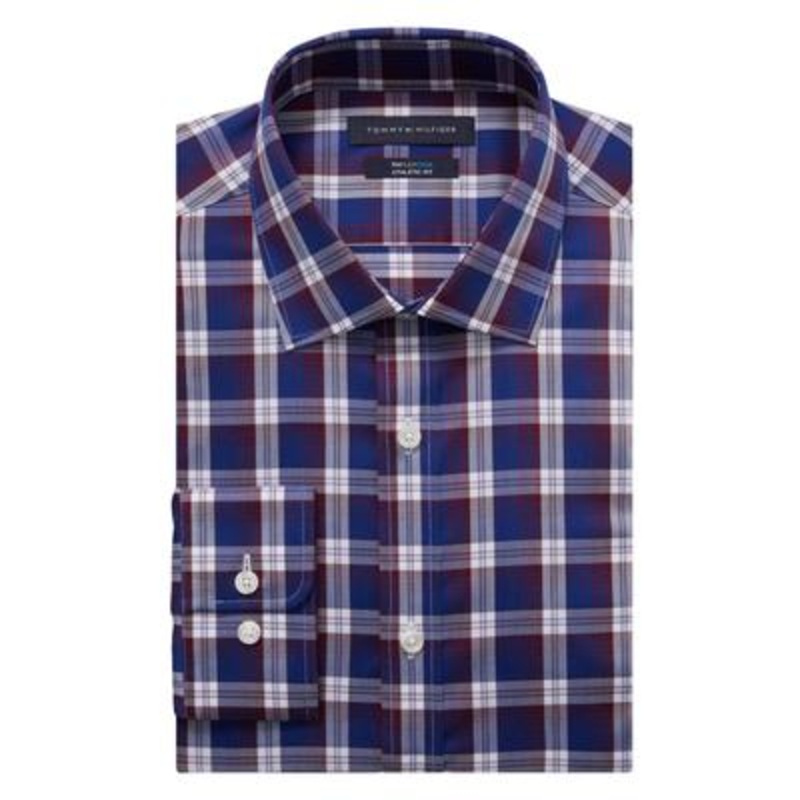 Tommy Hilfiger Mens Flex Cool Athletic Fit Dress Shirt Blue 16.5 32 33 L