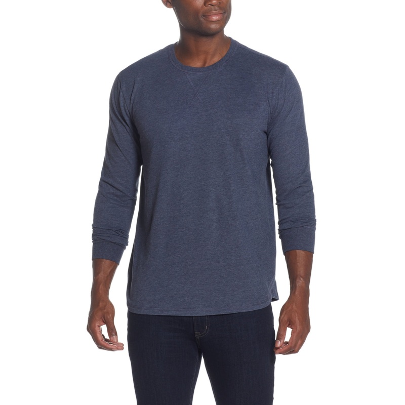 Weatherproof Vintage Men's Long Sleeved Brushed Crewneck T Shirt Blue Small