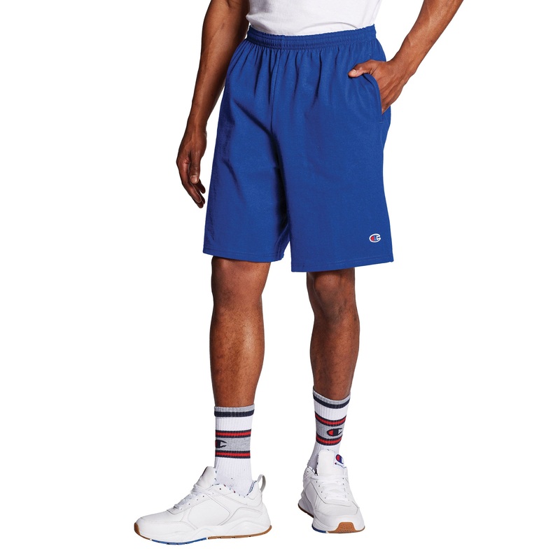 Champion Men's Authentic Cotton Jersey 9" Short with Pockets Blue Small