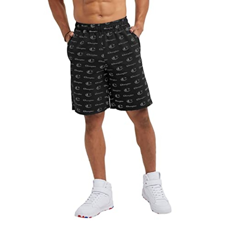 Champion Men's Classic Mesh Shorts Little Script Black Large