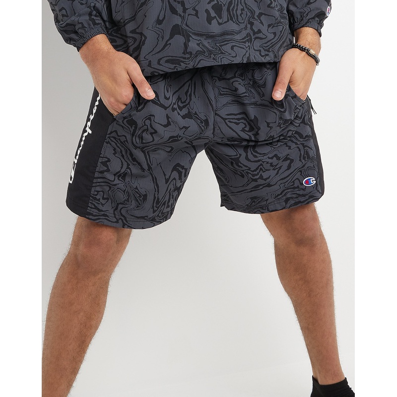 Champion Mens Black and Stealth 7'' Liquid Marble Hybrid Shorts Black Large