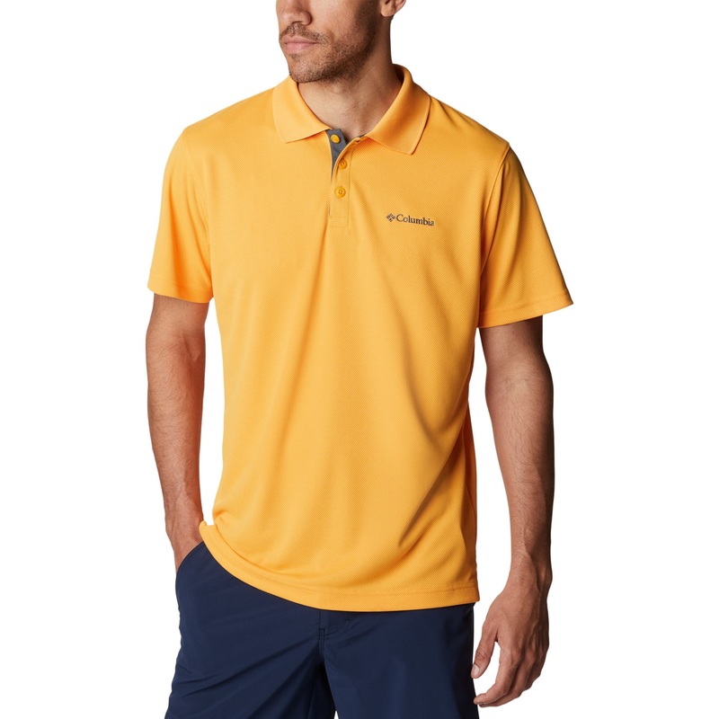 Columbia Men's Utilizer Short Sleeve Polo Shirt Mango Yellow Medium