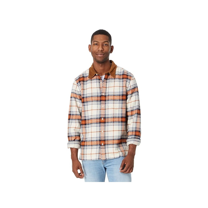 Madewell Mens Corduroy Collar Easy Shirt Jacket Camping Plaid Red White Large