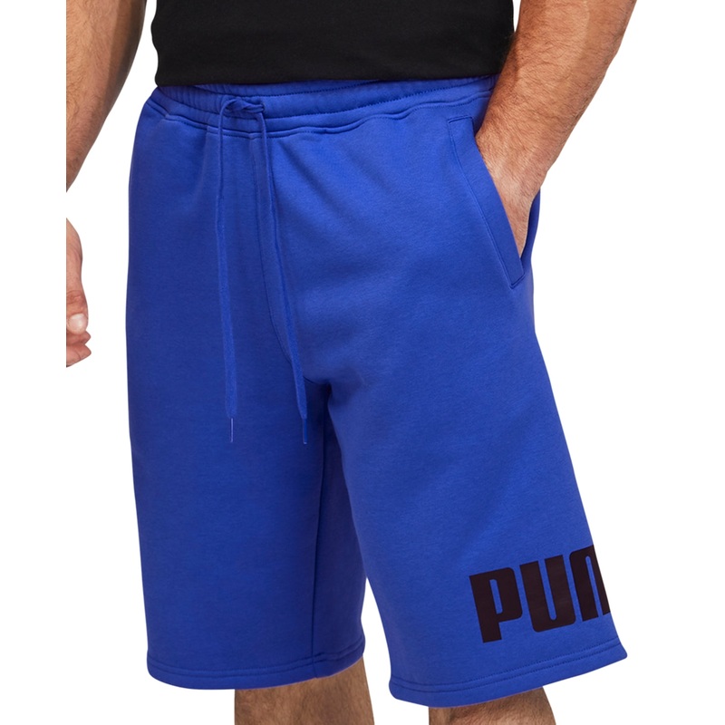 PUMA Mens Big Logo  Mid Rise Workout Shorts Blue Small