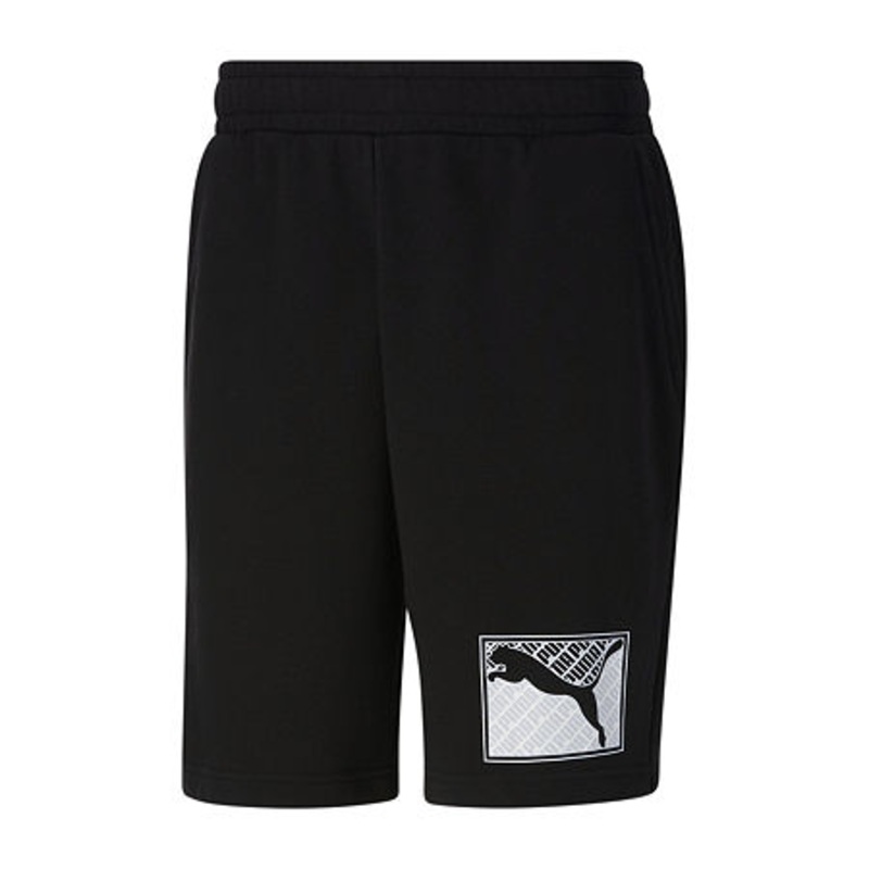 Puma Mens Logo Sport Shorts Elastic Waist Black White XXL