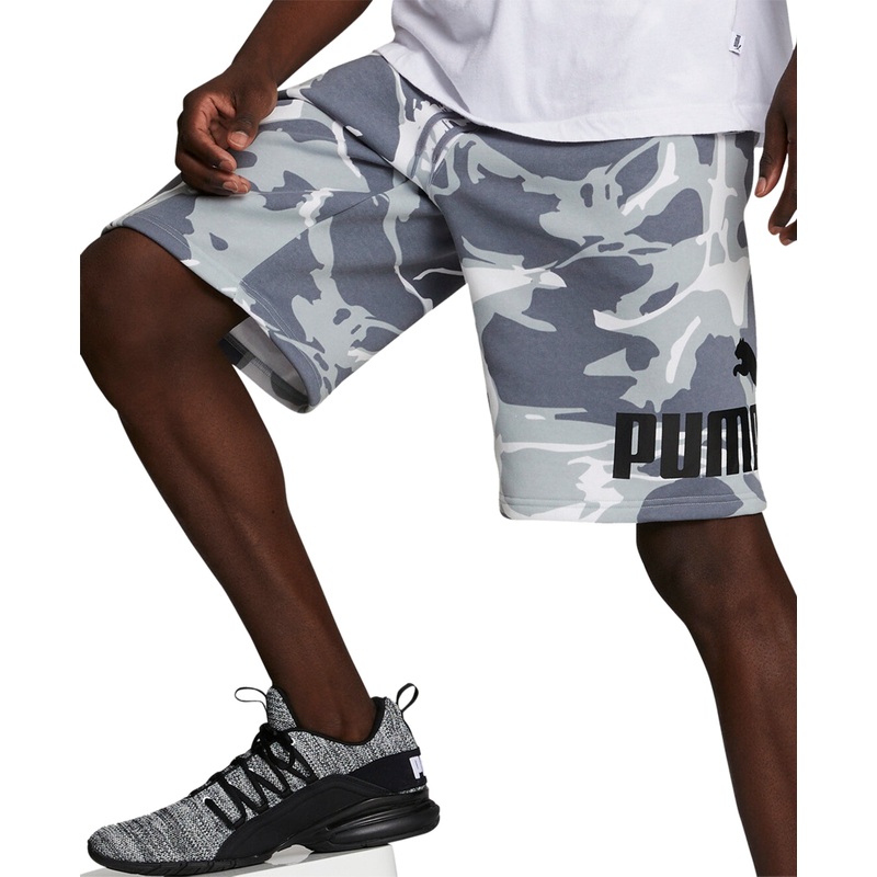 PUMA Mens Workout Shorts Camo Gray XL