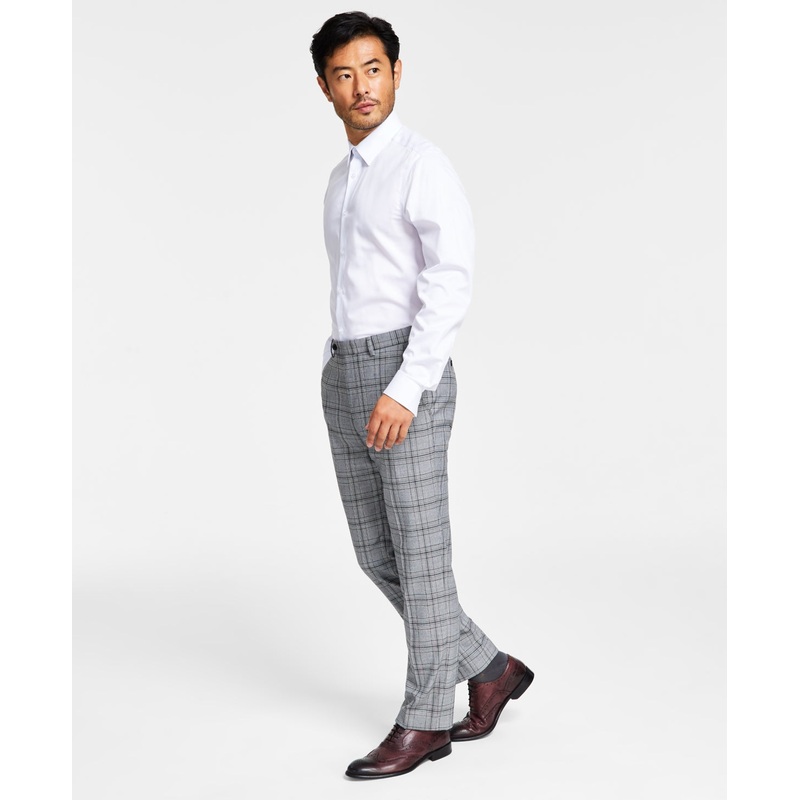 Alfani Men's Slim Fit Suit Dress Pants Black White Plaid 33 x 32