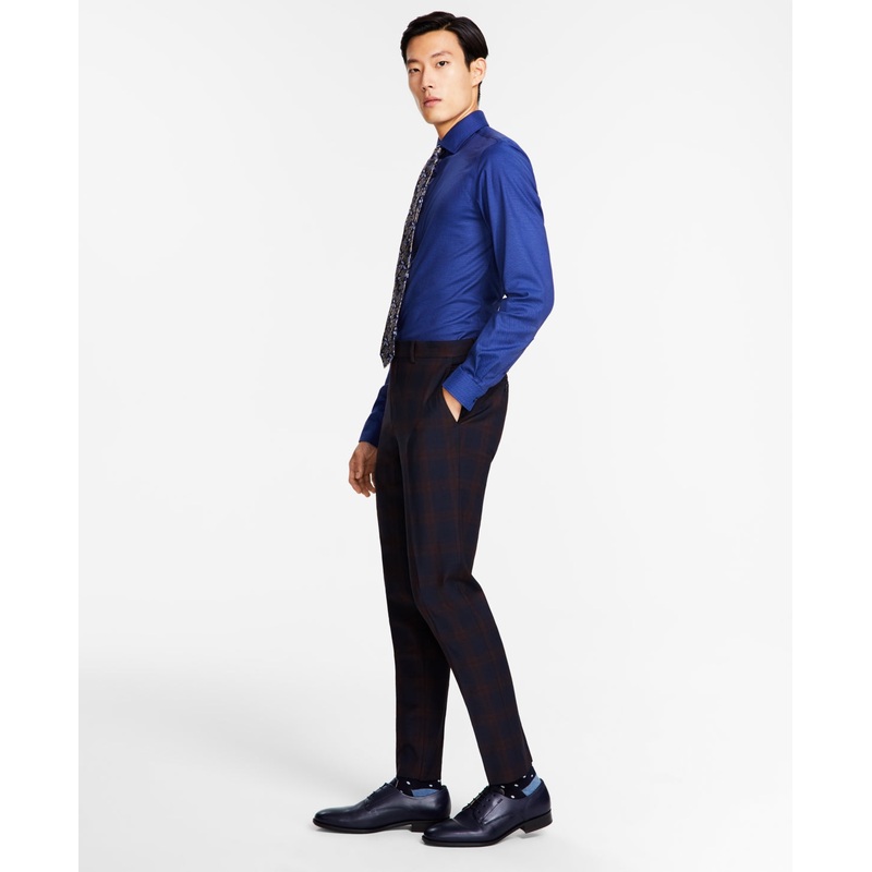 Bar Iii Men's Slim Fit Dress Suit Pants Burgundy Blue 32 x 34