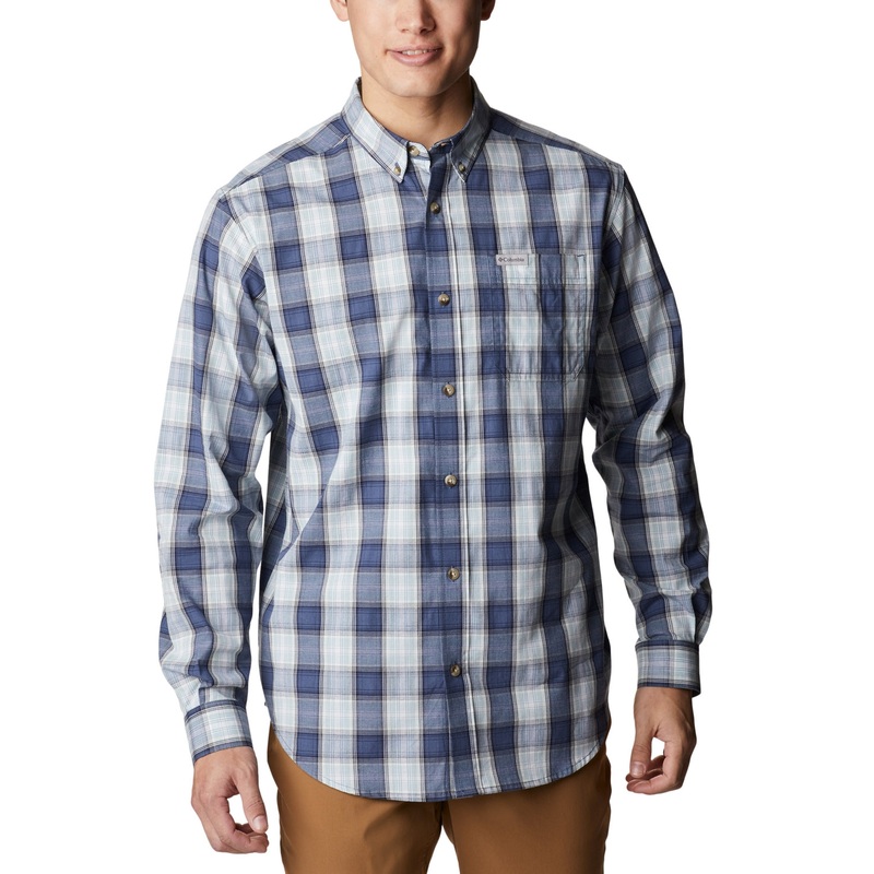 Columbia Men's Rapid Rivers Ii Long Sleeve Button Down Shirt Blue Combo XL