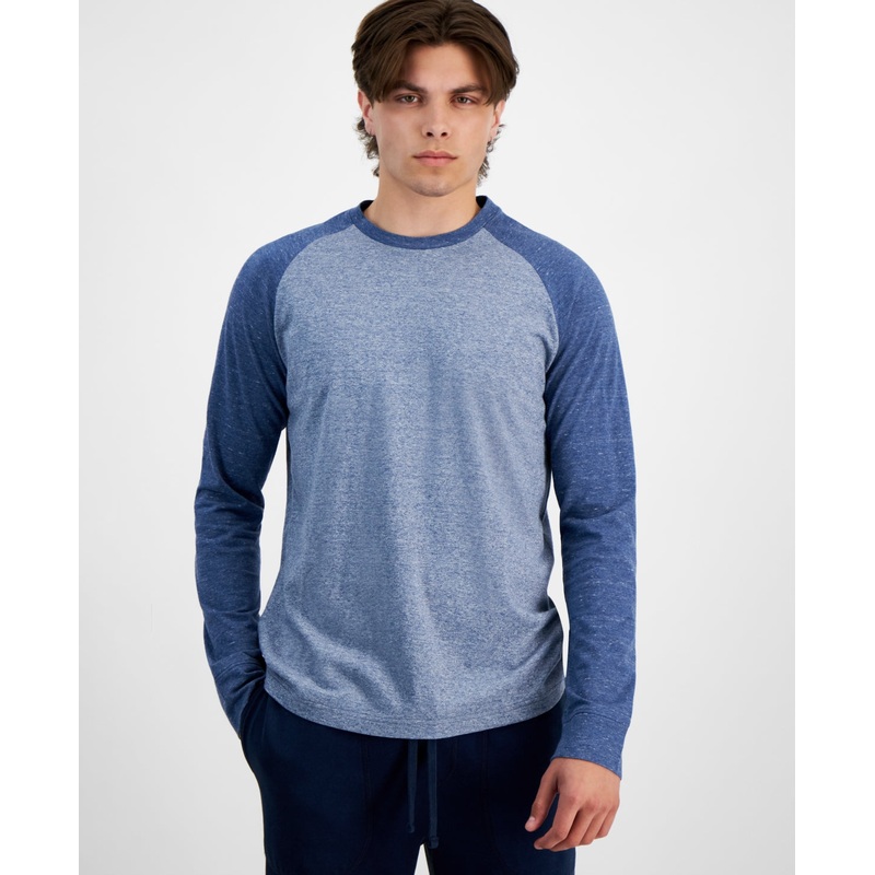 Sun + Stone Men's Long Sleeve Raglan T Shirt Blue Fog Small