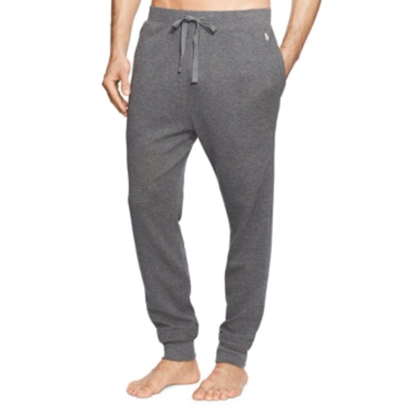 Polo Ralph Lauren Mens Midweight Waffle Solid Jogger Pajama Pants Grey Large