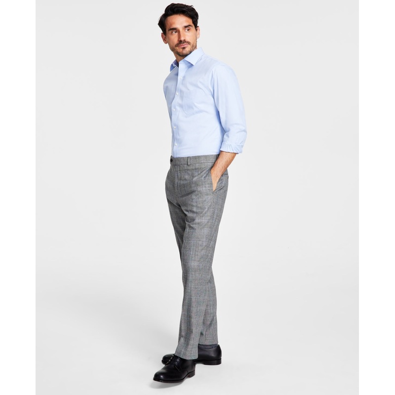 B by Brooks Brothers Men's Classic Fit Wool Blend Dress Pants Grey Plaid 36 x 32
