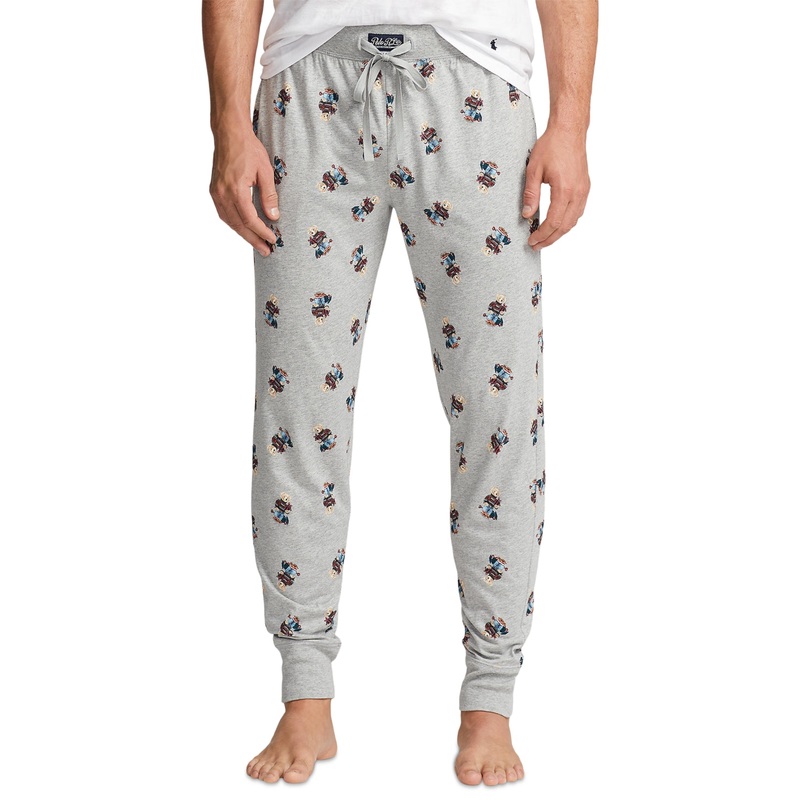 Polo Ralph Lauren Mens  Pajama Jogger Pants Holiday Bear Grey Medium