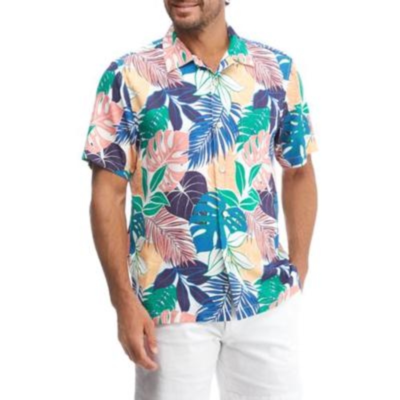Tommy Bahama Men's Garden Grove Button Down Shirt Blue Print 2XL