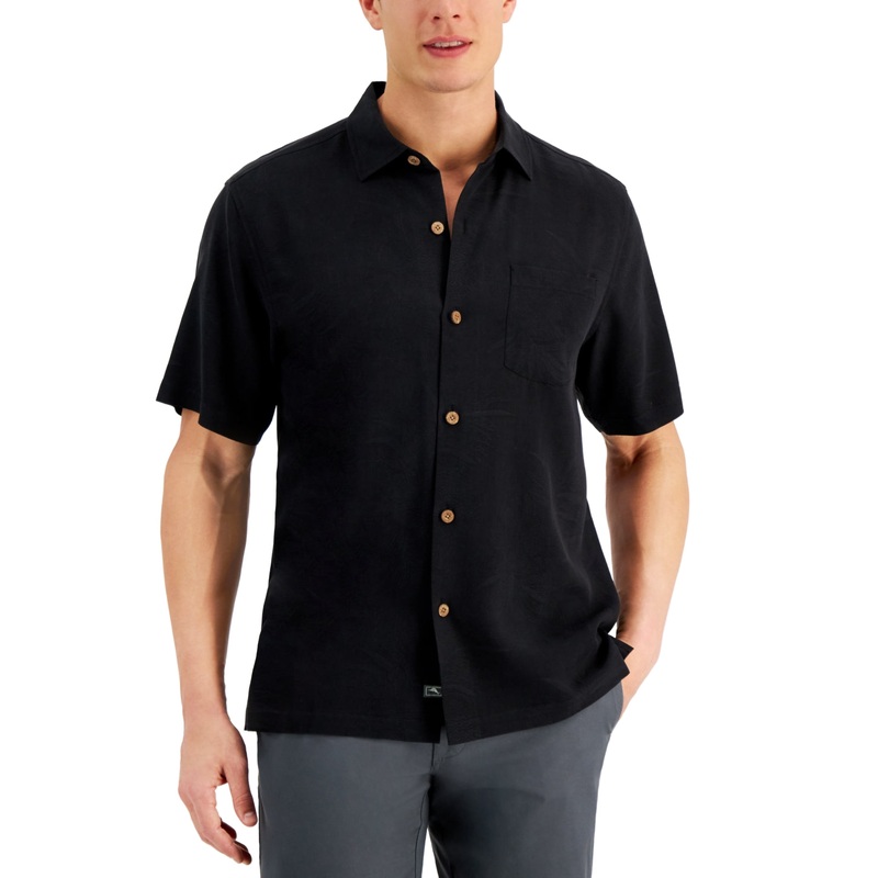 Tommy Bahama Men's Lush Palms Printed Button Down Shirt Black XL